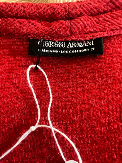 Giorgio Armani – Textured Red Blouse with Folded Neckline