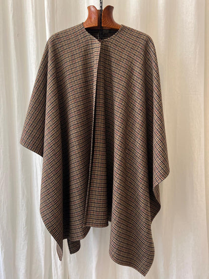 Ted Lapidus Paris Wool Cape – Houndstooth Check – Preloved