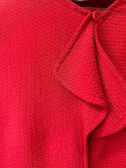 Giorgio Armani – Textured Red Blouse with Folded Neckline