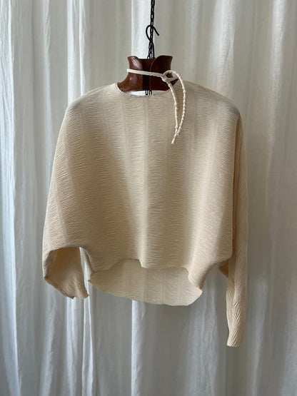 RÓHE Sculpted Pleated Blouse – Cream – Preloved