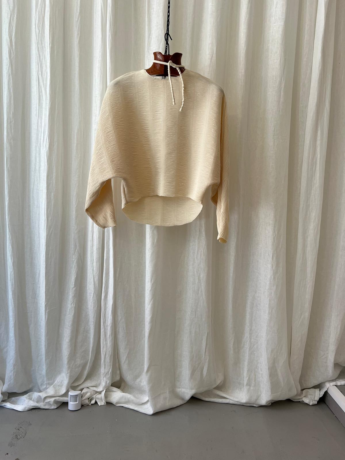 RÓHE Sculpted Pleated Blouse – Cream – Preloved