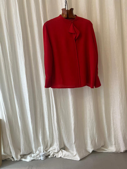 Giorgio Armani – Textured Red Blouse with Folded Neckline