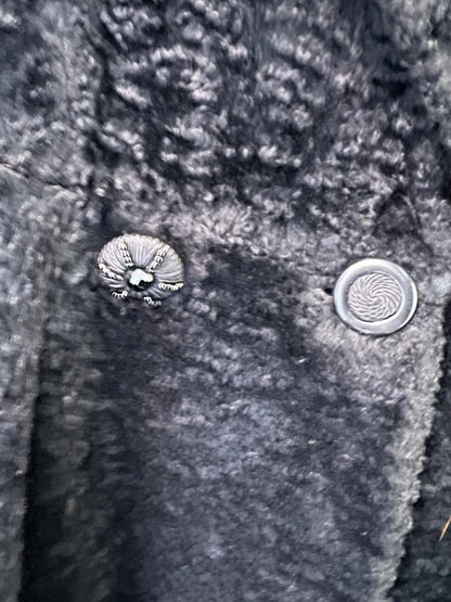 Pianoforte di MaxMara – Black Textured Plush Jacket with Sculpted Buttons