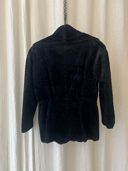 Pianoforte di MaxMara – Black Textured Plush Jacket with Sculpted Buttons