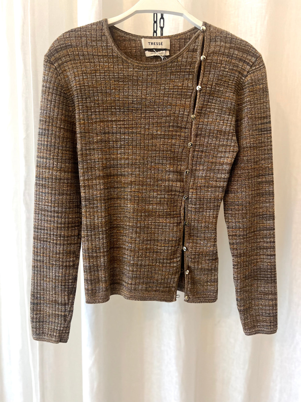 TRESSÉ — Asymmetric Ribbed Knit Top