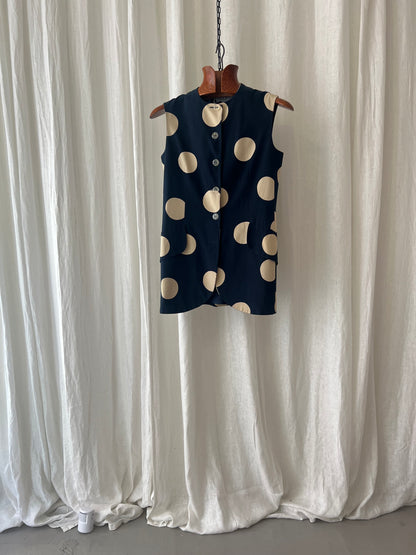 VINTAGE HANAE MORI — Silk Polka Dot Long Vest