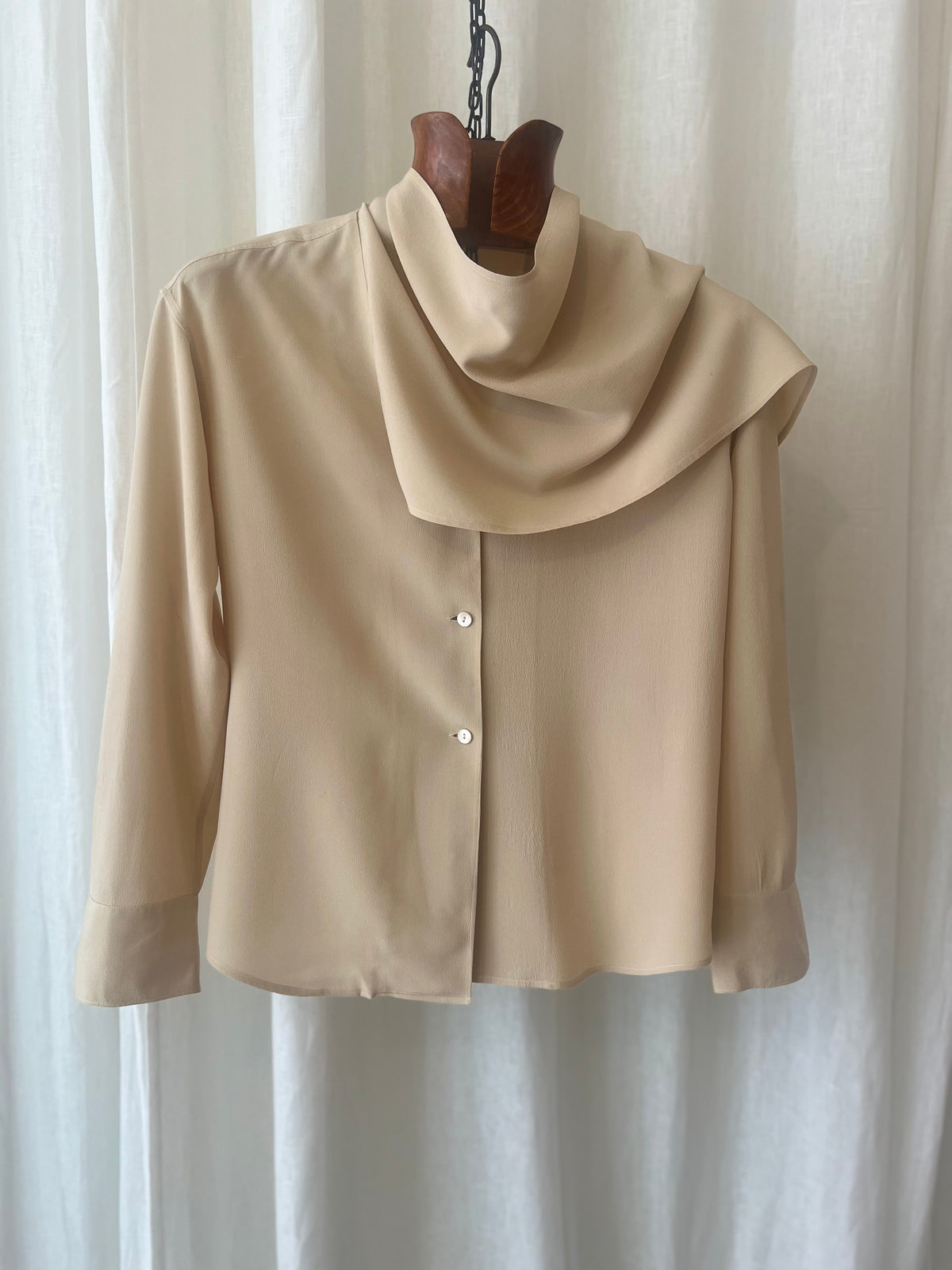 PRELOVED — Ivory Silk Scarf Blouse