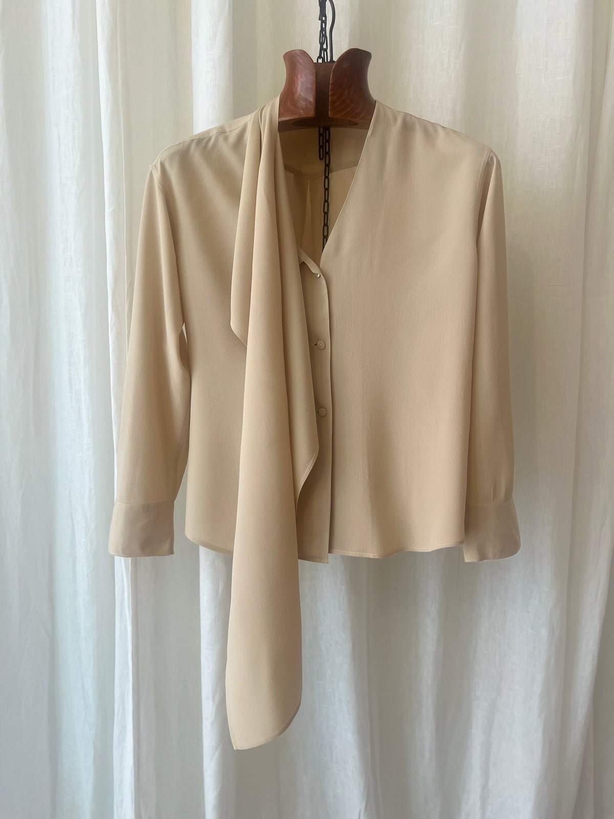 PRELOVED — Ivory Silk Scarf Blouse