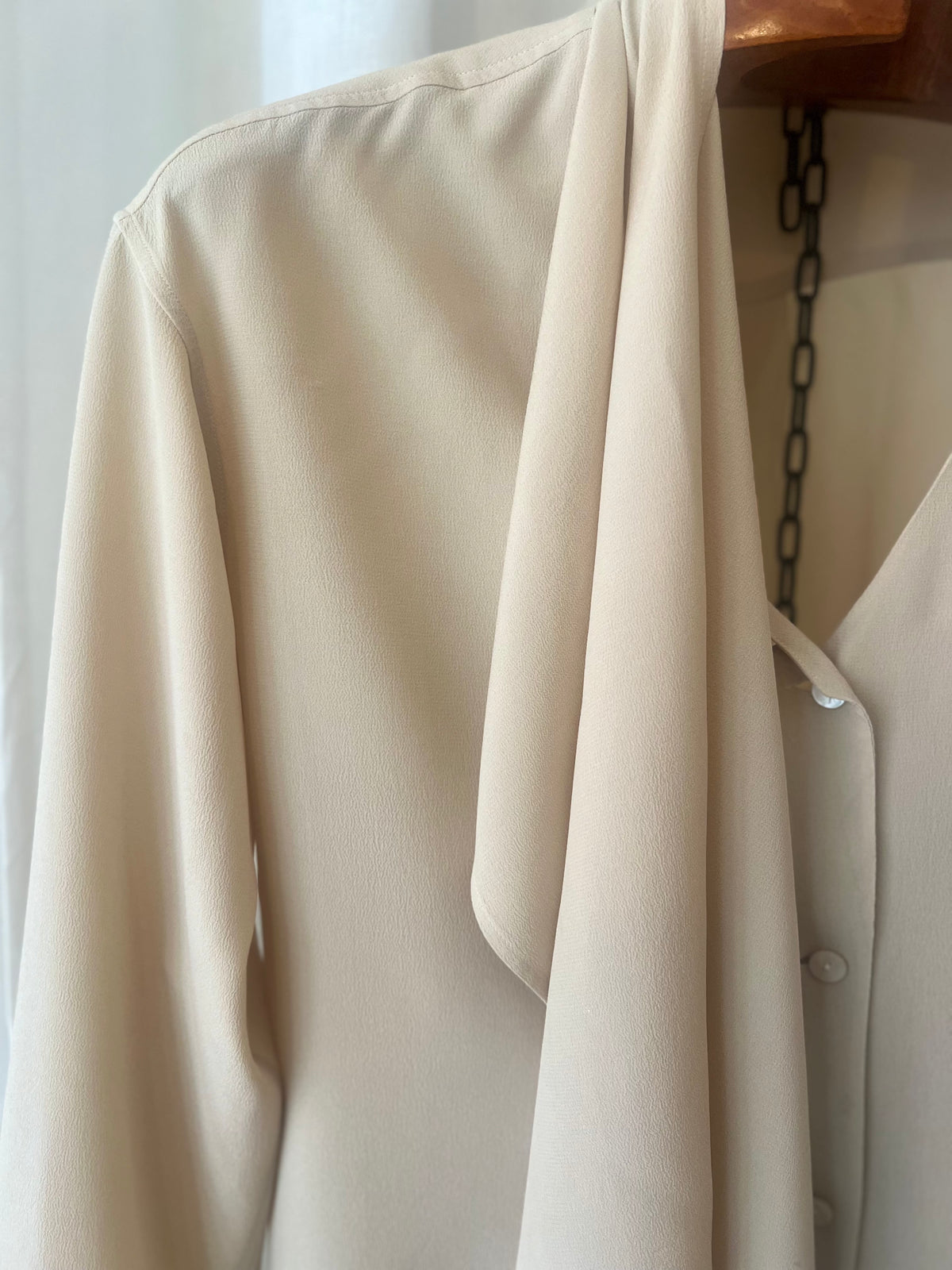 PRELOVED — Ivory Silk Scarf Blouse