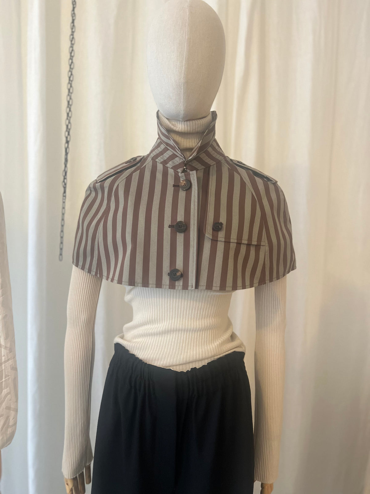 BURBERRY LONDON — Striped Cropped Trench Cape