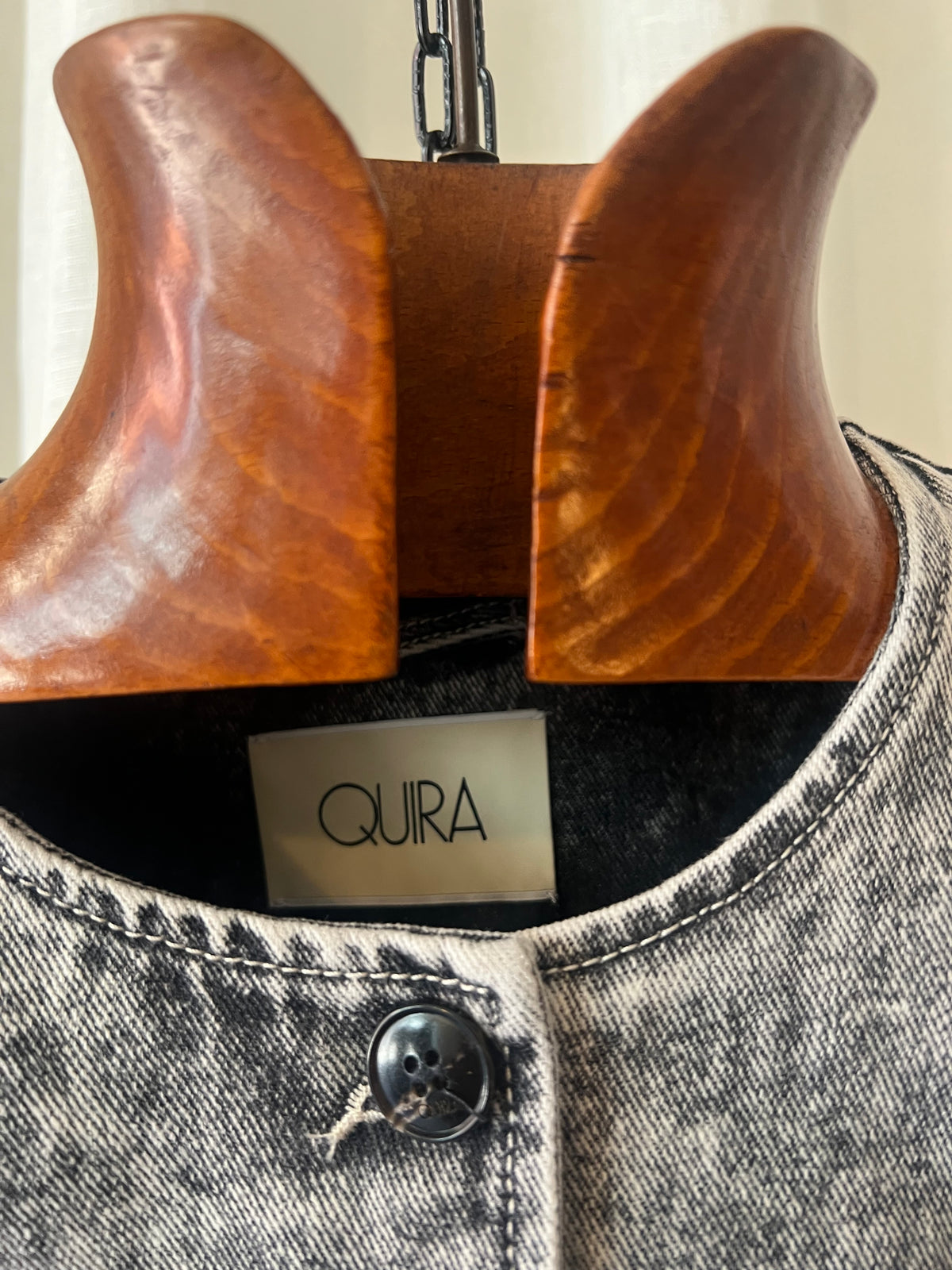 QUIRA — Sculpted Acid-Wash Denim Jacket