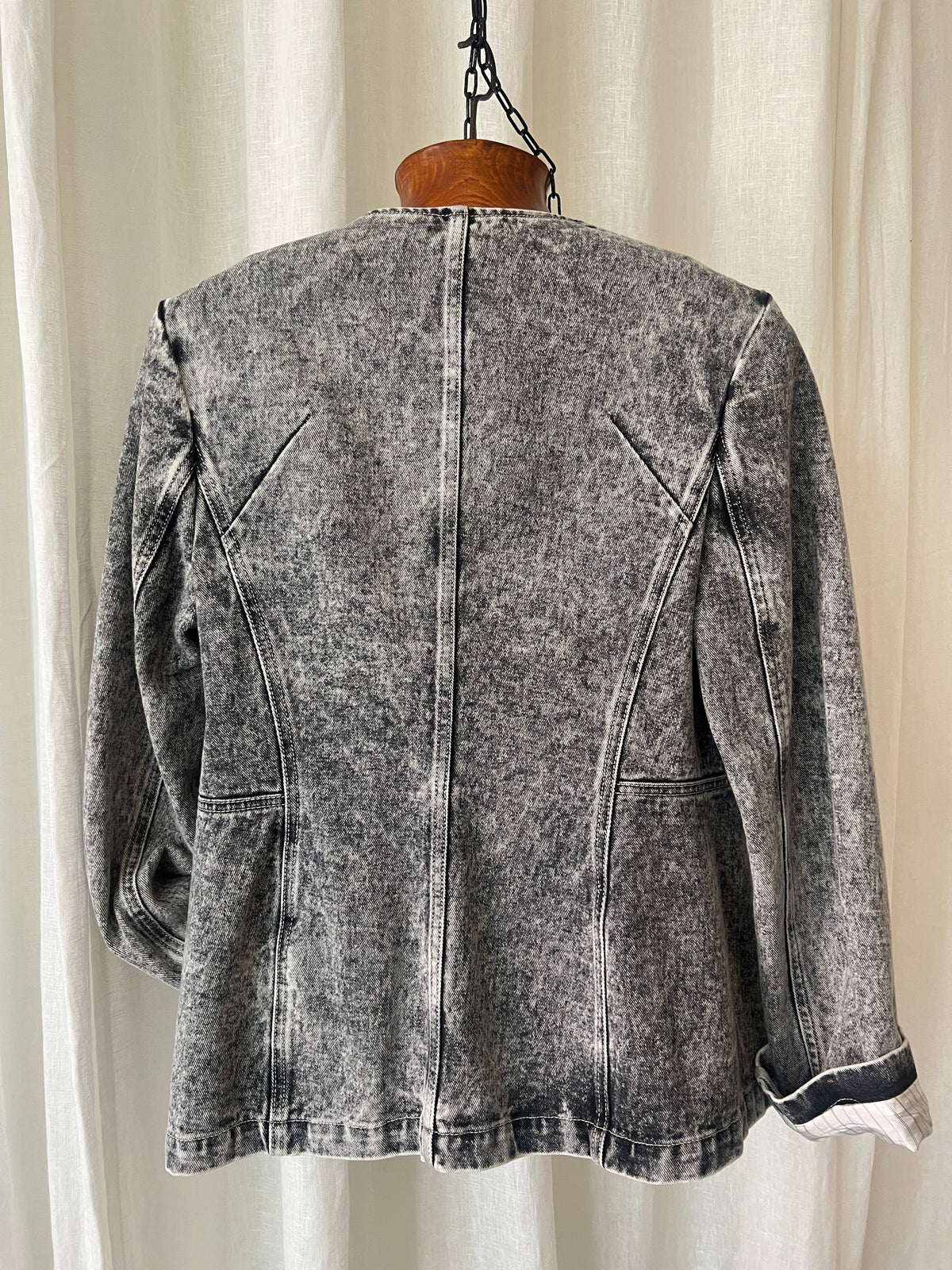 QUIRA — Sculpted Acid-Wash Denim Jacket