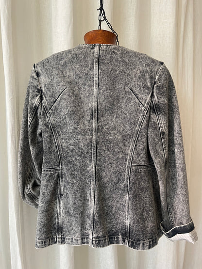 QUIRA — Sculpted Acid-Wash Denim Jacket
