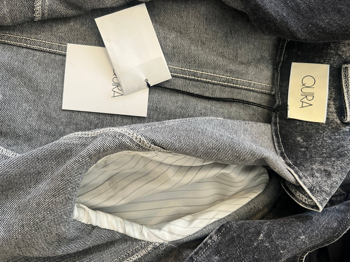 QUIRA — Sculpted Acid-Wash Denim Jacket