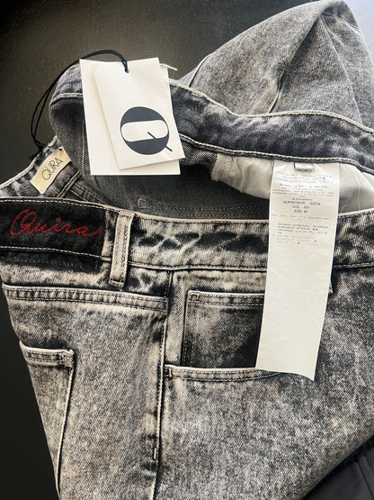 QUIRA — Acid-Wash Straight-Leg Jeans