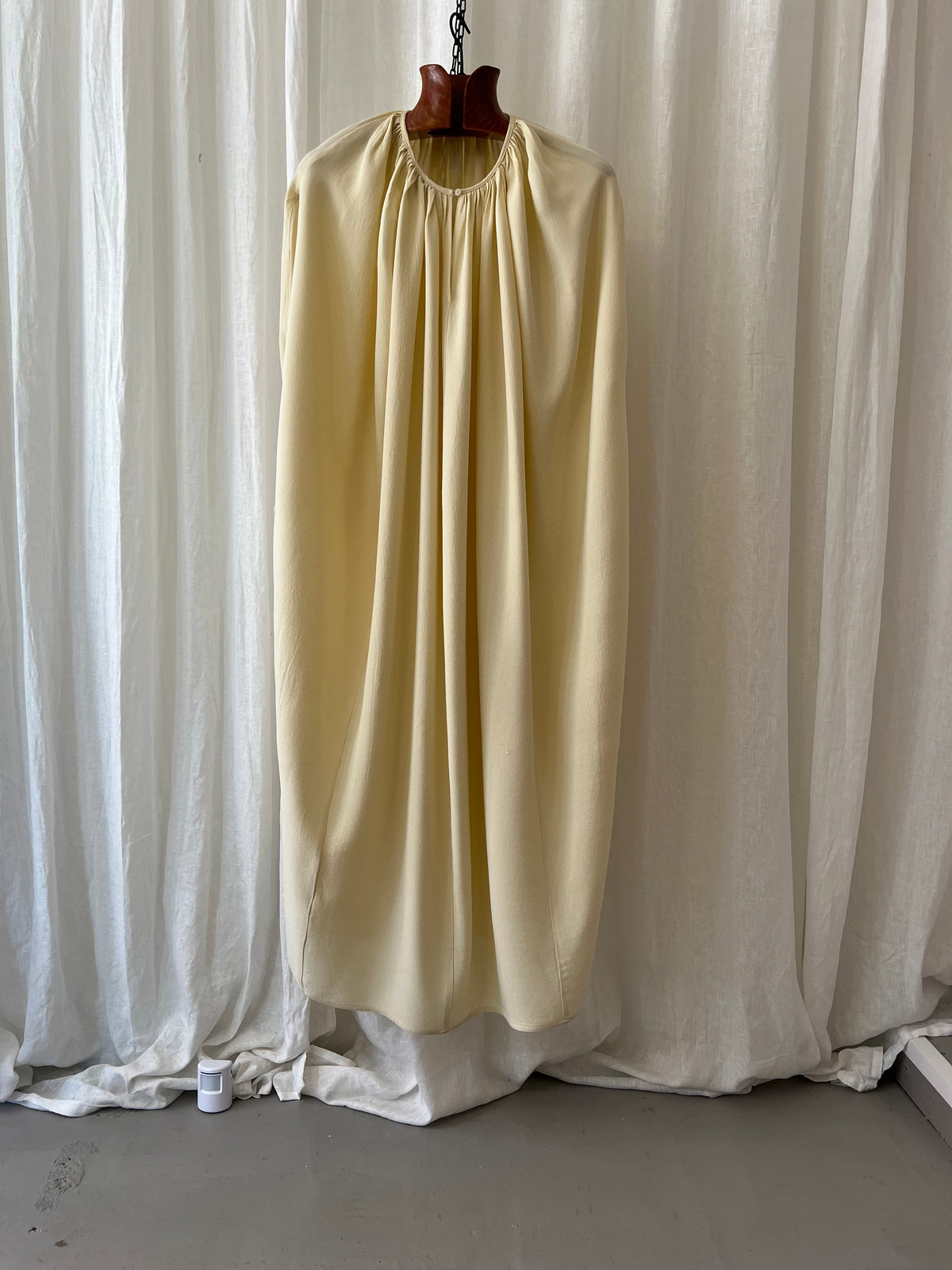 TOTEME Gathered Silk Maxi Dress – Soft Yellow