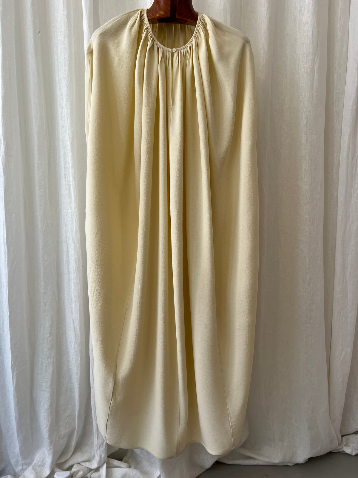 TOTEME Gathered Silk Maxi Dress – Soft Yellow