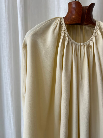TOTEME Gathered Silk Maxi Dress – Soft Yellow