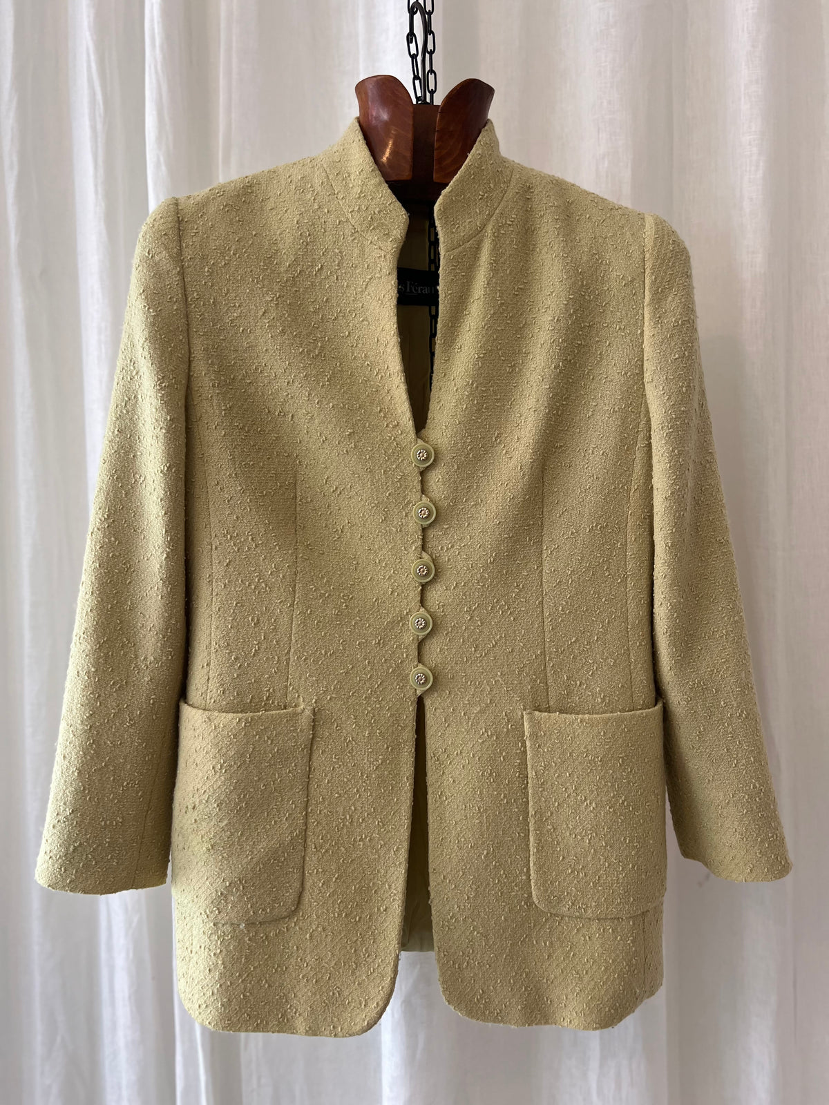 Louis Féraud Vintage Virgin Wool Bouclé Jacket – Lime Green / Pistachio