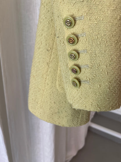 Louis Féraud Vintage Virgin Wool Bouclé Jacket – Lime Green / Pistachio