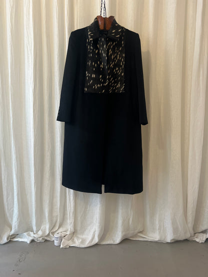 Serrer Luxury Pony Hair Patchwork Wool Coat – Black, Spotted