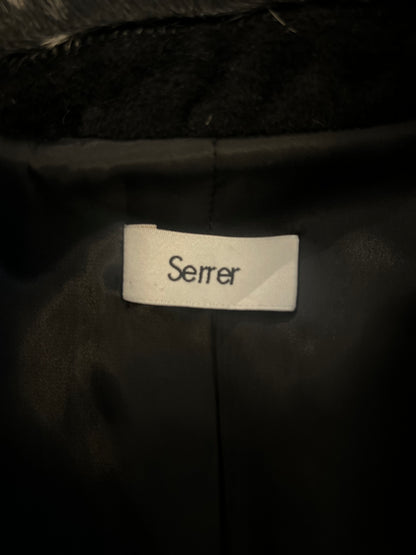 Serrer Luxury Pony Hair Patchwork Wool Coat – Black, Spotted