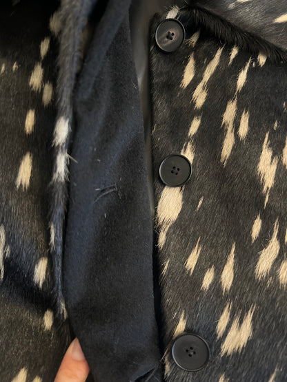 Serrer Luxury Pony Hair Patchwork Wool Coat – Black, Spotted