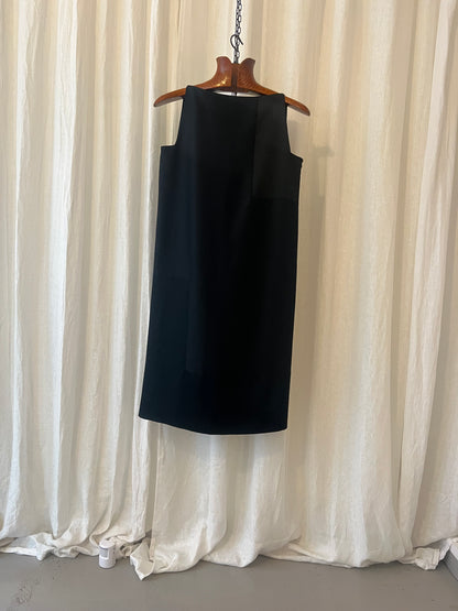 GFF Gianfranco Ferré Vintage Wool-Blend Shift Dress – Black & Satin