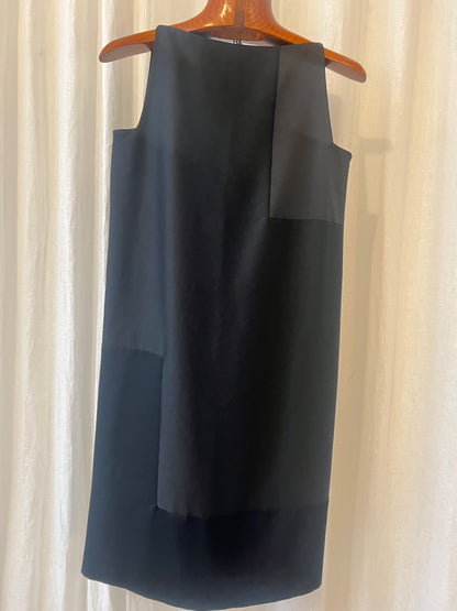 GFF Gianfranco Ferré Vintage Wool-Blend Shift Dress – Black & Satin