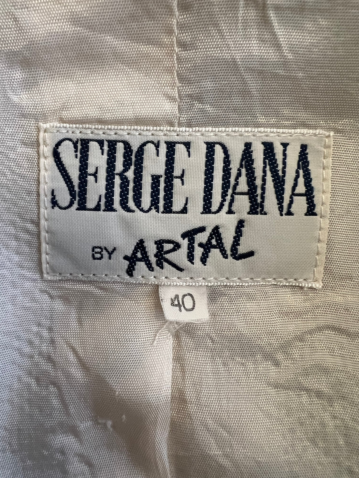 Serge Dana by Artal Vintage Textured Floral Jacquard Blazer – Off-White, Silver