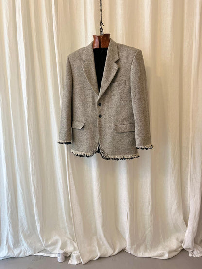 Reworked Tweed Fringe Blazer