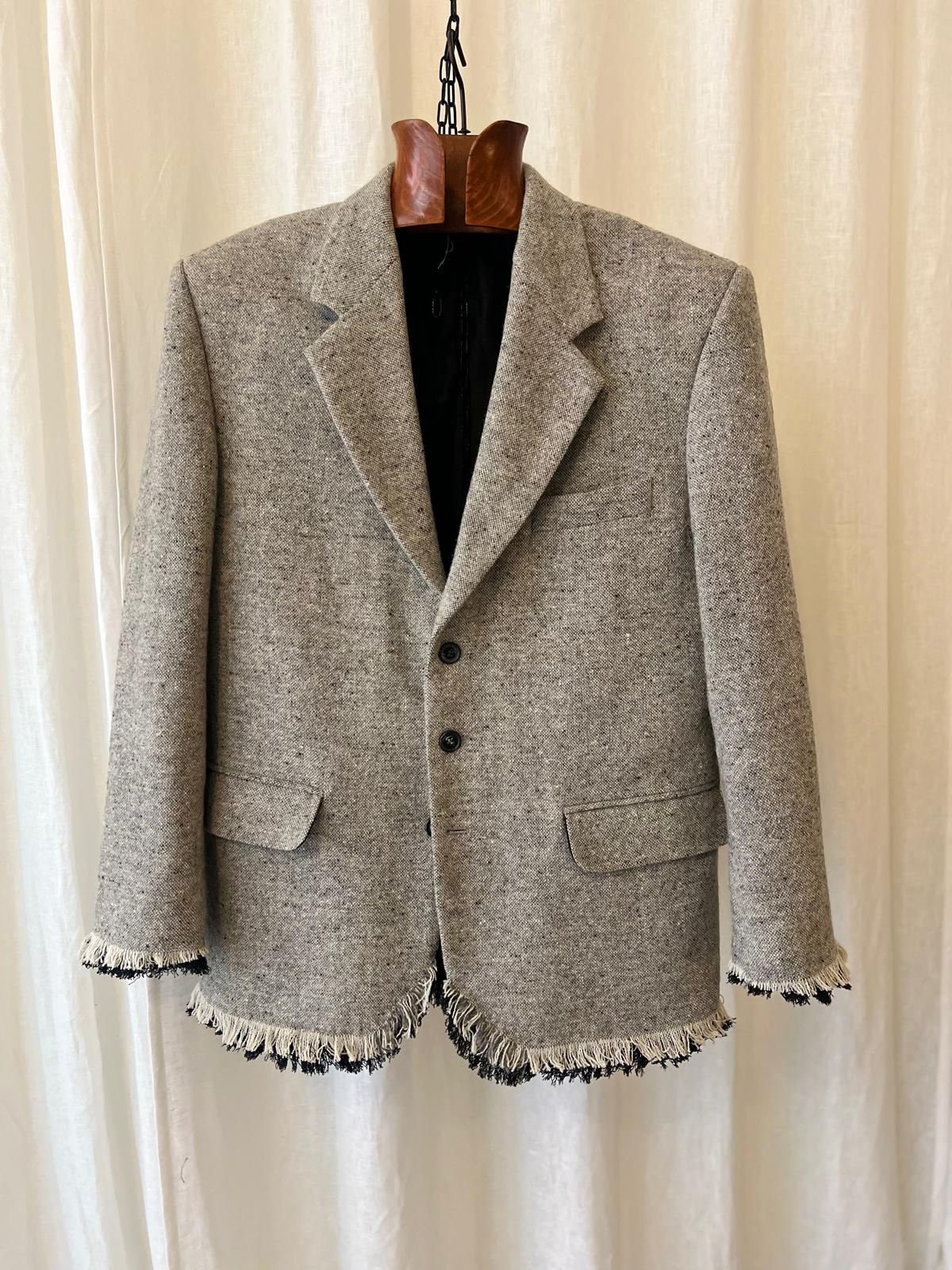 Reworked Tweed Fringe Blazer
