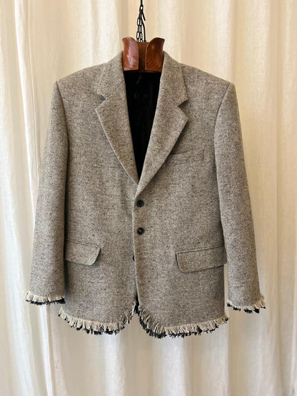 Reworked Tweed Fringe Blazer