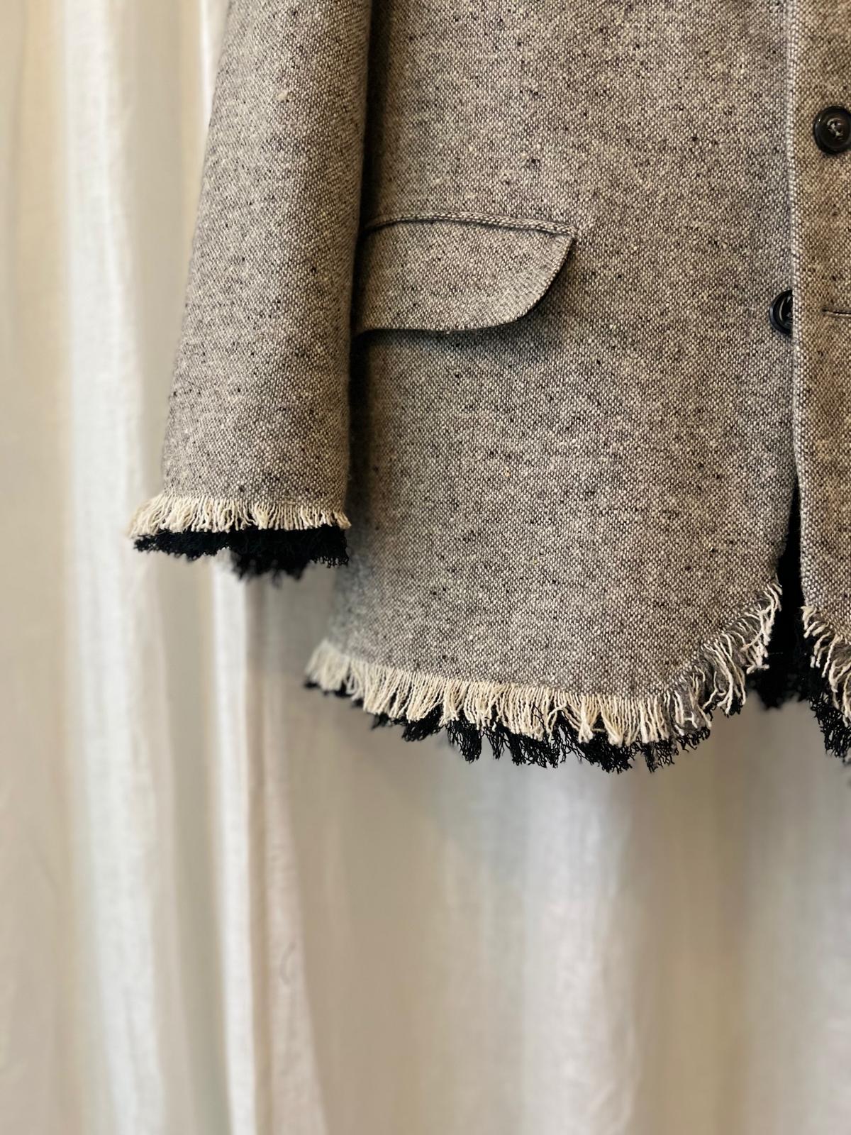 Reworked Tweed Fringe Blazer