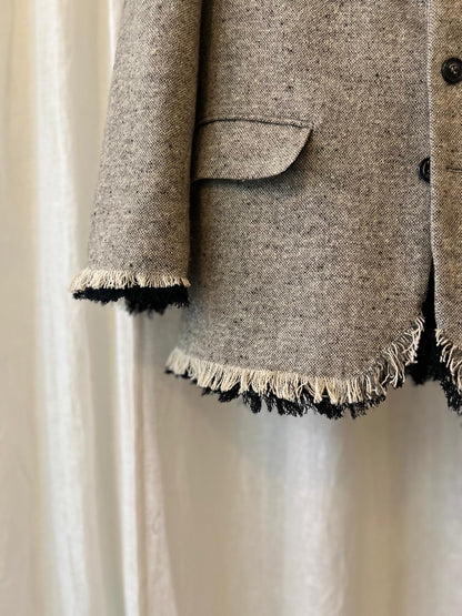 Reworked Tweed Fringe Blazer