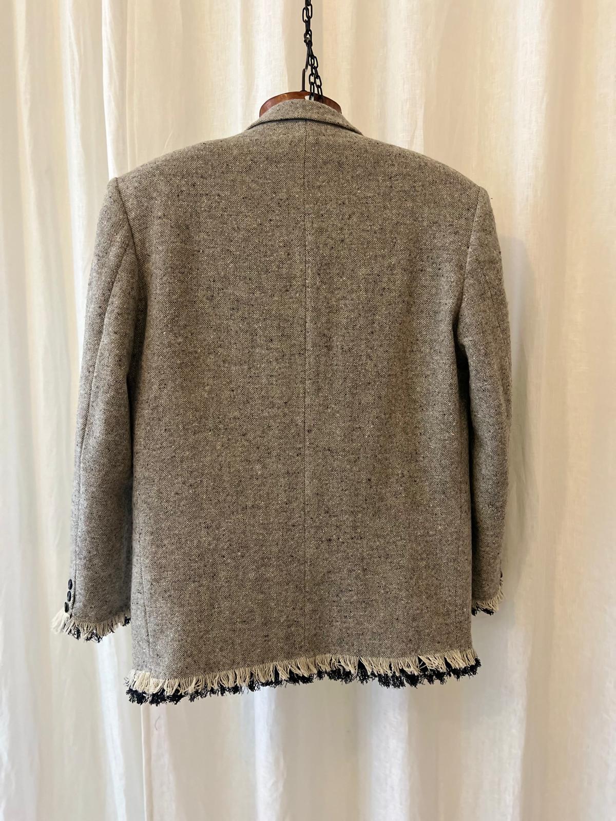 Reworked Tweed Fringe Blazer