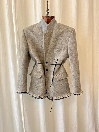 Reworked Tweed Fringe Blazer